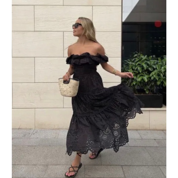ZARA EMBROIDERED MIDI DRESS - Picture 2 of 7